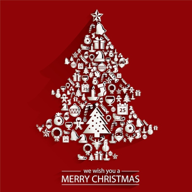 Рождественская и новогодняя открытка с елкой из декоративного вырезанного фона