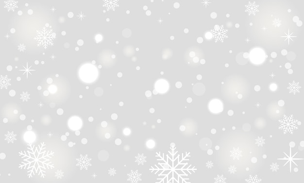 Christmas andnew year festive background with holiday glowing white bokeh lights and snowflakes