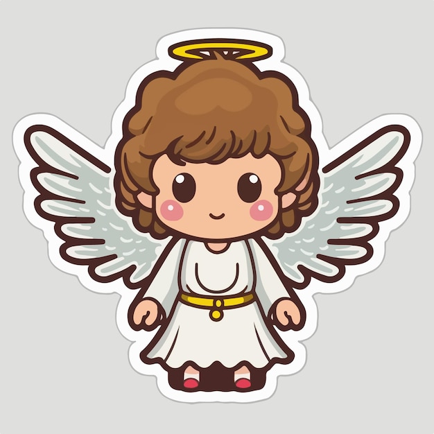 Vector christmas angel cartoon sticker xmas wings angel stickers collection winter holidays