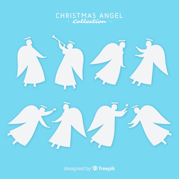 Vector christmas angel collection in flat style