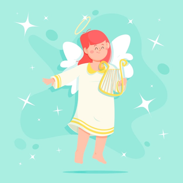 Christmas angel in flat design