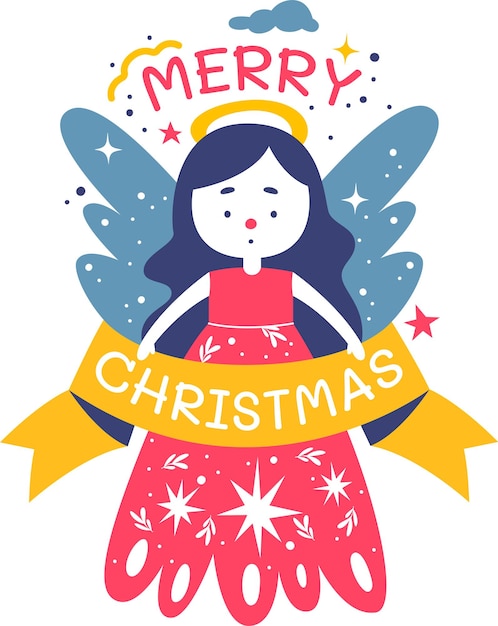 Vector christmas angel sticker