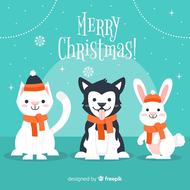 Vector christmas animals greetings