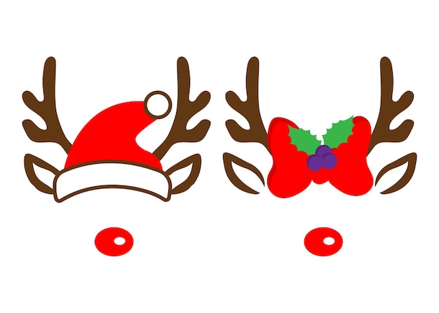 Christmas antlers with bow Reindeer hat and ears bull horns Funny masks children