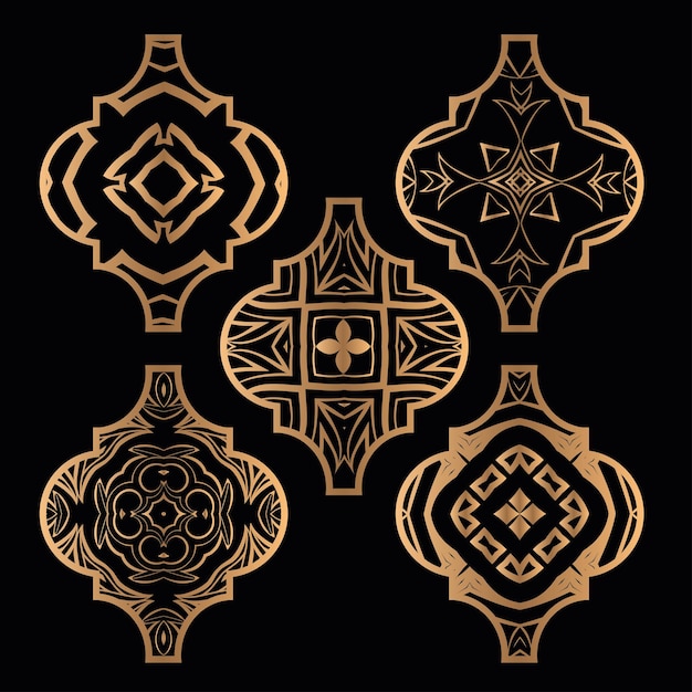 Vector christmas arabesque tile ornament set