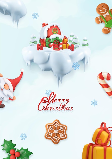 Christmas background. 3d vector cartoon illustration