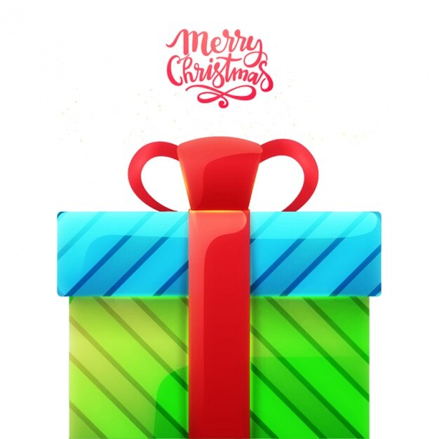 Christmas background of blue and green gift