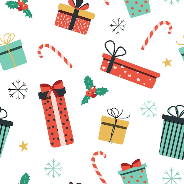 Vector christmas background, boxes with gifts