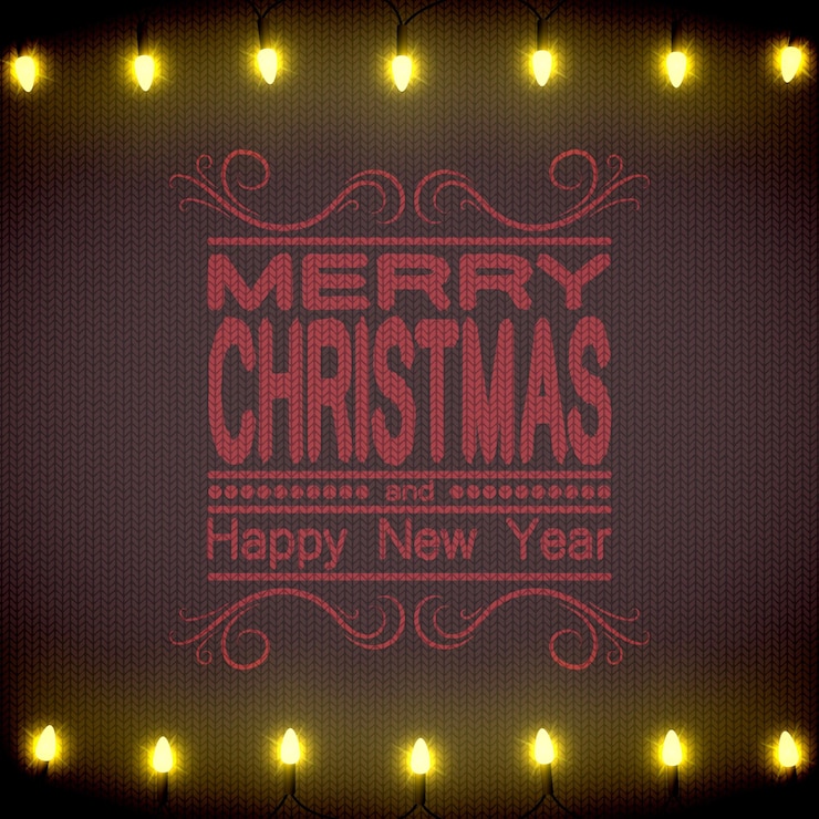 Vector christmas background. brown knitted sweater and a string of lights. eps 10