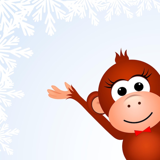 Christmas background card with monkey