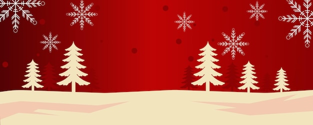 Vector christmas background design of pine tree and snowflake with snow falling in the winter vector illustration