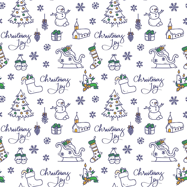 Sfondo di natale in stile doodle