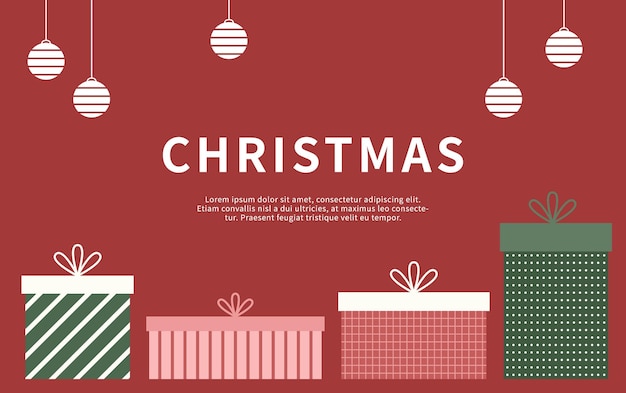 Christmas background elements with gift boxes and ornament