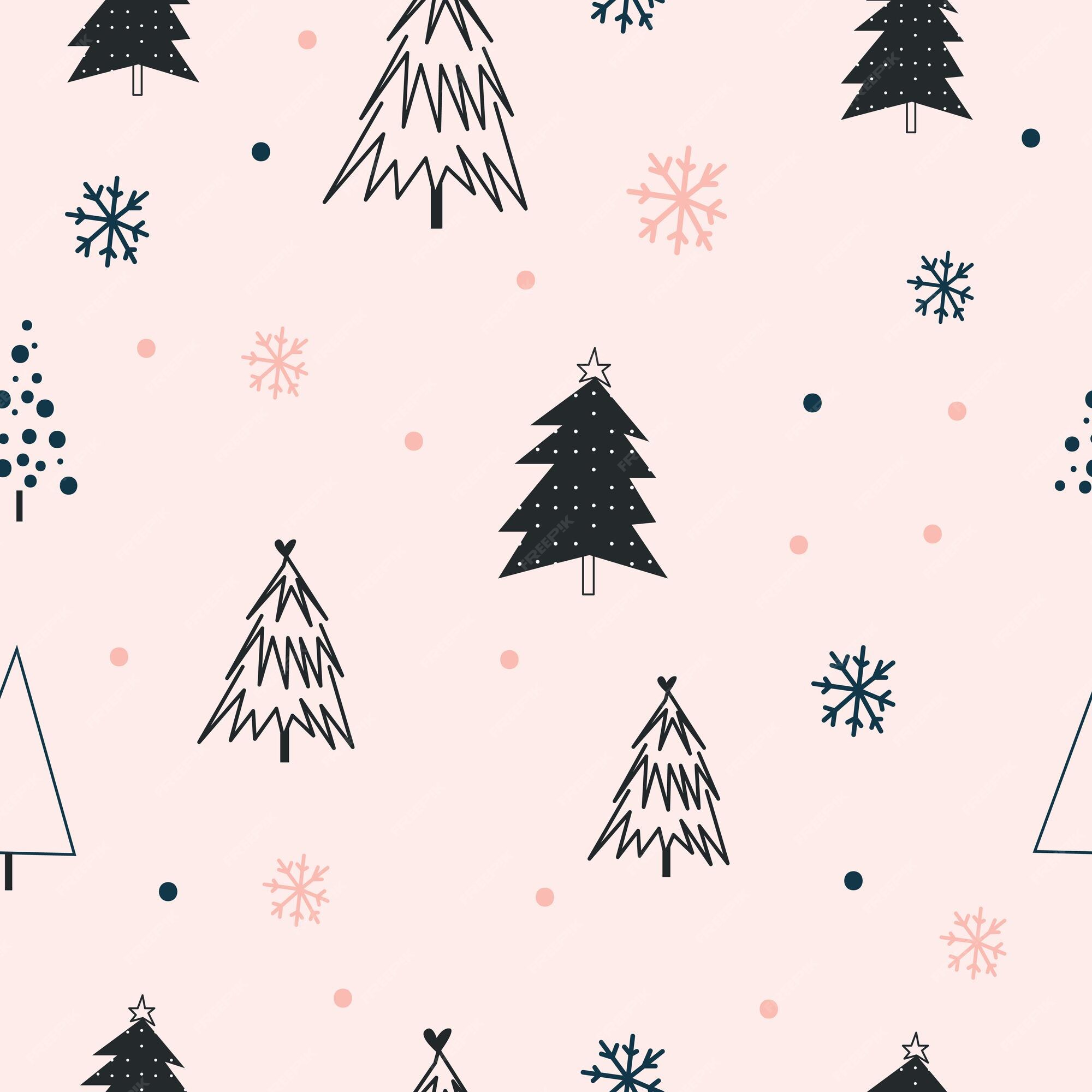 Premium Vector | Christmas background festive trees pattern in ...