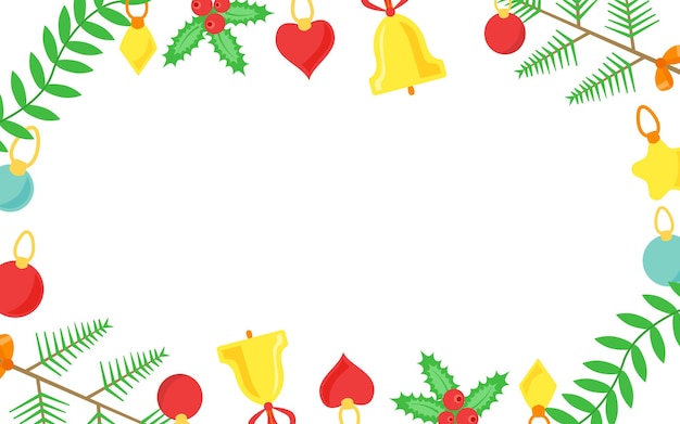 ベクトル 碑文のクリスマスの背景はがきの新年の挨拶とウェブサイトの情報デザイン要素の分岐とギフト オブジェクトは、中央の空白でフラット ベクトル図