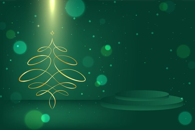christmas background green sparkle with ribbon pine tree winter december new year holiday