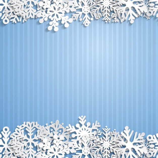 影と紙の雪片のクリスマスの背景