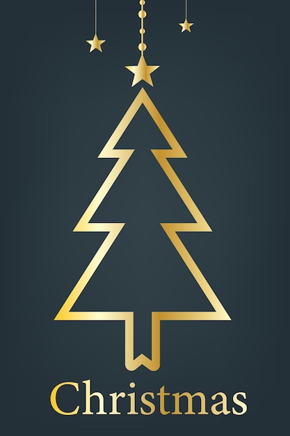 christmas background in outline style gold gredient