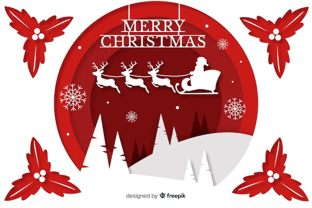 Vector christmas background in paper style