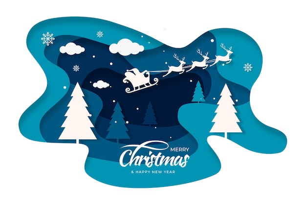 Vector christmas background in paper style