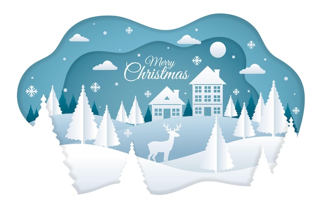 Vector christmas background in paper style