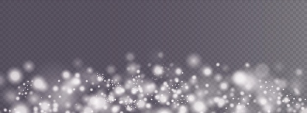 Christmas background. Powder PNG. Magic bokeh shines with white dust.