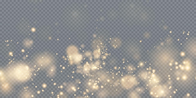 Christmas background. Powder PNG. Magic shining gold dust. Fantastic shimmer effect.