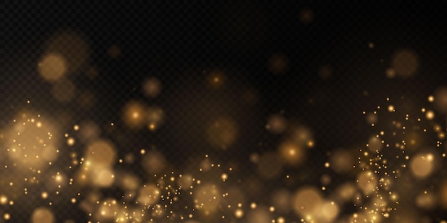 Рождественский фон. порошок png. волшебная сияющая золотая пыль. мелкие, блестящие частицы пыли боке падают.