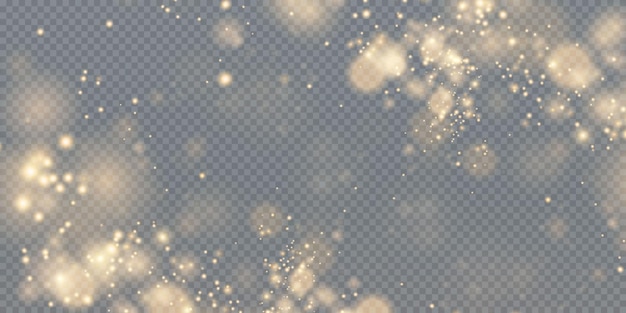 Christmas background. powder png. magic shining gold dust. fine, shiny dust bokeh particles fall.