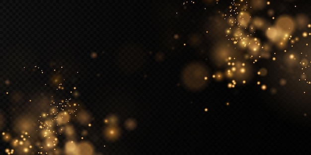 Christmas background. Powder PNG. Magic shining gold dust.