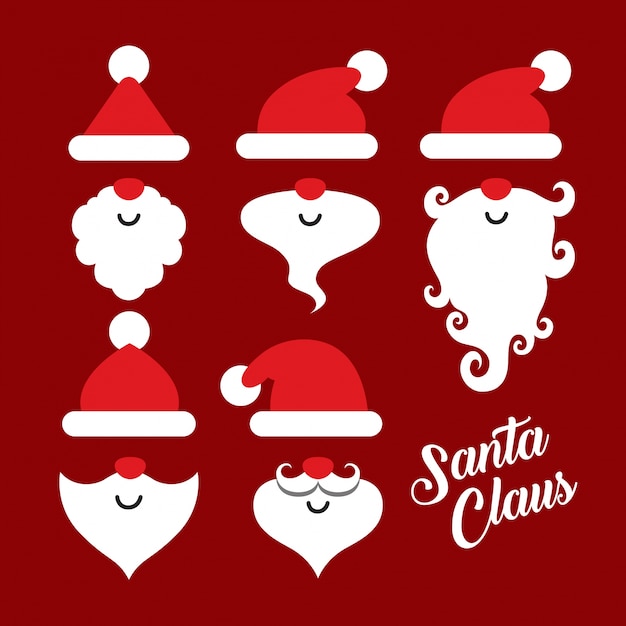 Vector christmas background santa claus set