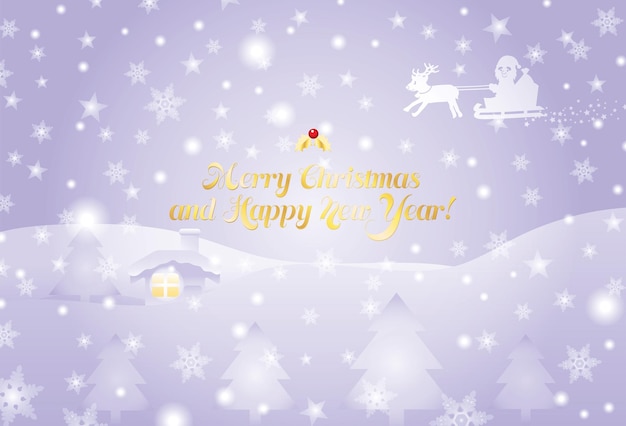 Christmas background of Santa reindeer and snowy crystal