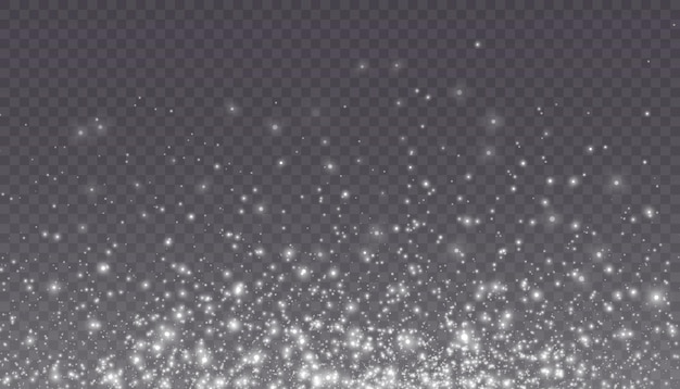 Christmas background. Shimmering dust. Magic bright shimmering shiny bokeh particles. PNG effect