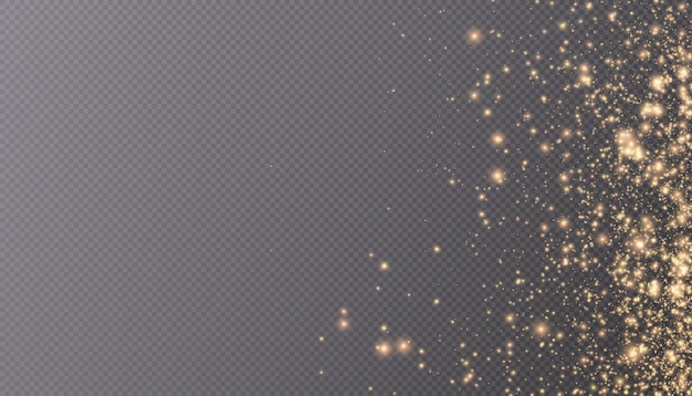 Christmas background. Shimmering dust. Magic bright shimmering shiny bokeh particles. PNG effect