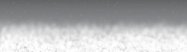 Christmas background of snowflakes of different shape blur and transparency located bottom on gray background