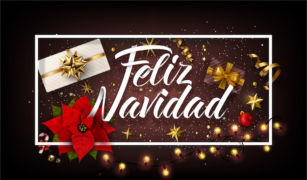 Christmas Background in spanish with gifts