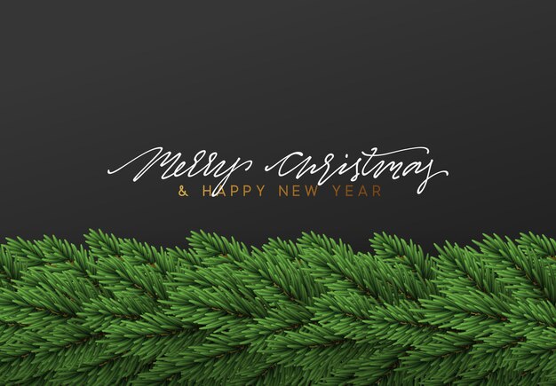 Vector christmas background. vector decoration xmas border with fir branches.