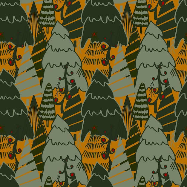 Рождественский фон вектор бесшовный узор из стилизованных рождественских елок обои для оберточной бумаги пригласительные бумаги и открытки фоны веб-сайта новый год и рождество праздничный лесной хвойный