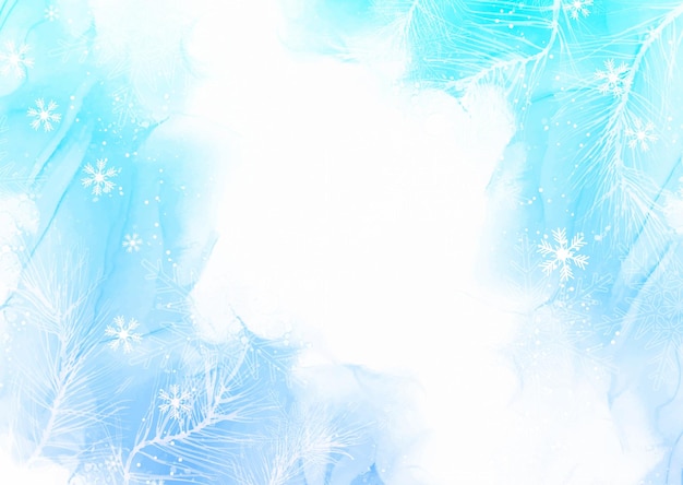 Vector christmas background with an alcohol ink design and snowflakes