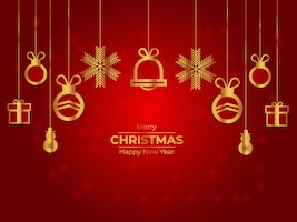 Christmas background with ball red canvas background. merry christmas card. winter holiday theme