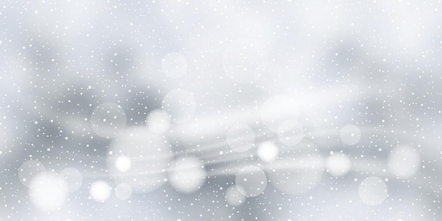 Vector christmas background with blizzard and snowflakes, bokeh effect, vector banner