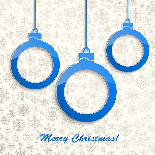 Christmas background with blue Christmas balls and snowflakes