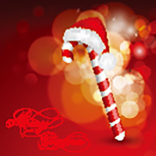 Vector christmas background with cane and santa hat eps 10