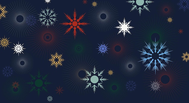 Christmas background with colorful snowflakes