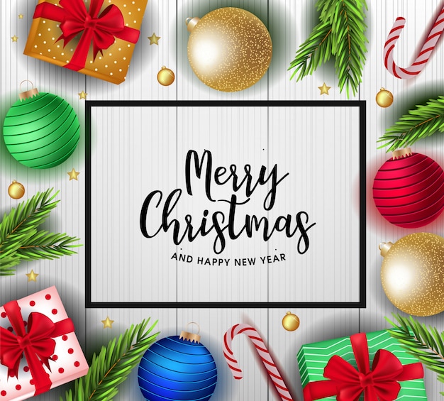 Vector christmas background with cute decorations