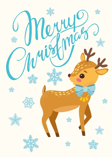 Christmas background with cute reindeer