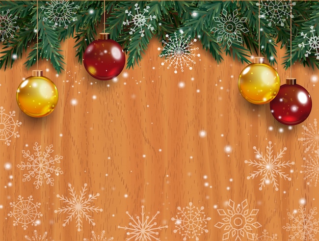 Christmas background with detailed pine branches.