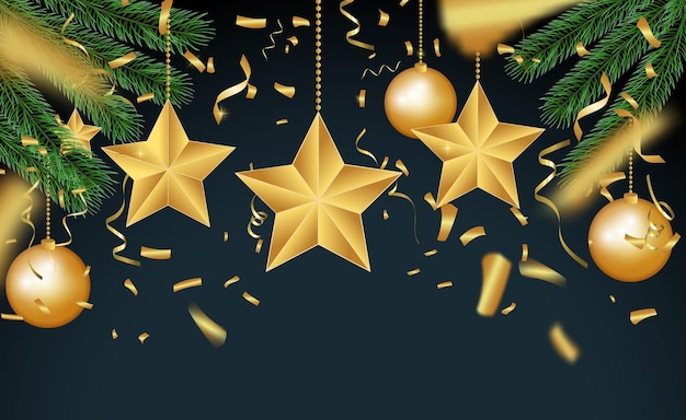 Christmas background with elegant christmas balls and stars