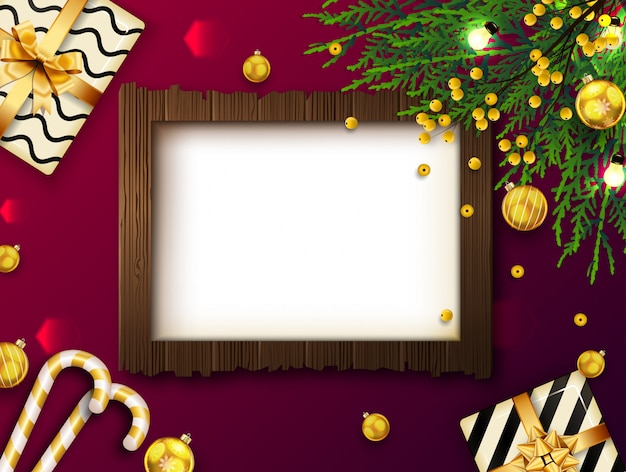 christmas background with frame and decorations