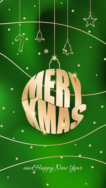 Vector christmas background with a golden christmas elements